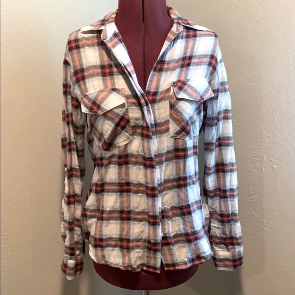 Sam Edelman plaid shirt with zipper shoulders - Picture 3 of 10